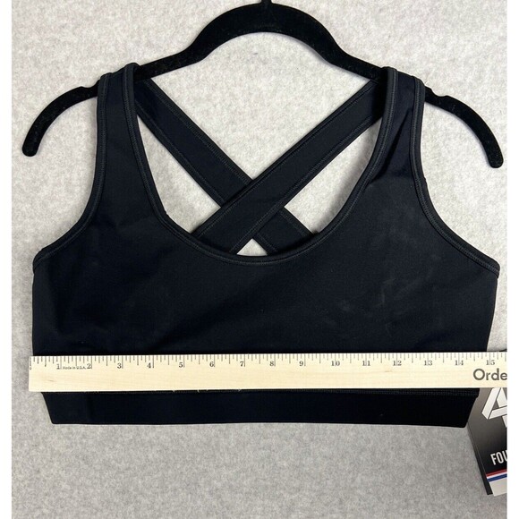Fourlaps Sports Bra Womens L Black Infinity Crossback Support Stretch 4Laps NEW - Picture 5 of 16